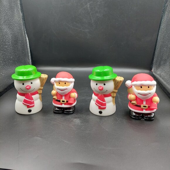 2013 Lot of 4 Sassy Rubber Bath Toy Figures Christmas Winter Snowman & Santa - Picture 1 of 8